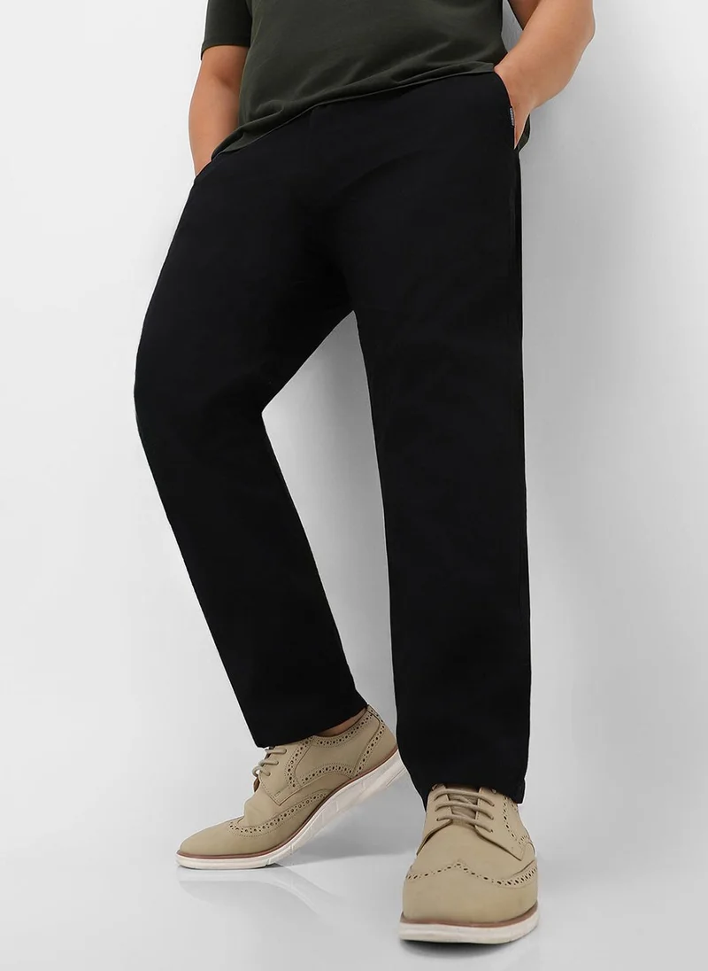 أوربانو فاشن Urbano Plus Men's Black Cotton Regular Fit Casual Chinos Trousers